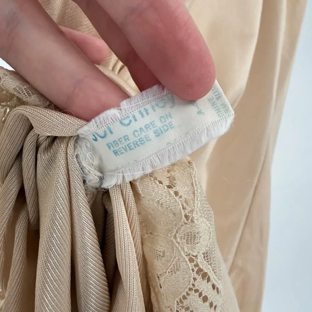 Vintage JCPenney Nude Lace Slip Dress Y2K Coquette Nightgown - Picture 10 of 10
